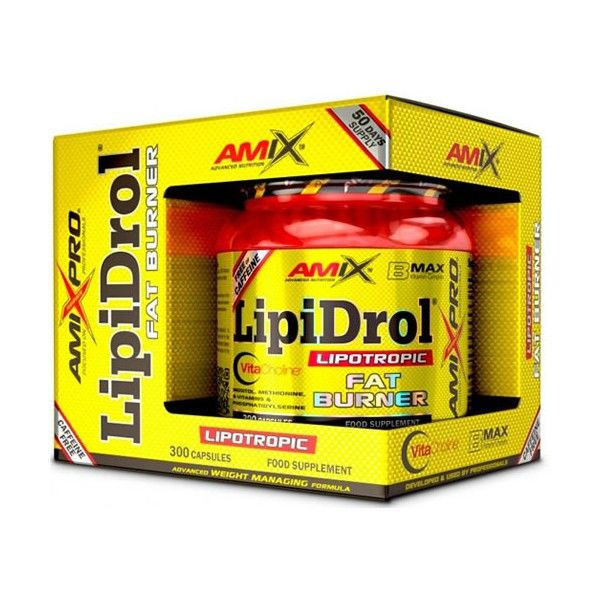 Amix Pro LipiDrol Fat Burner 300 Capsules - Aide au contrôle du poids, avec de la vitamine B, sans caféine