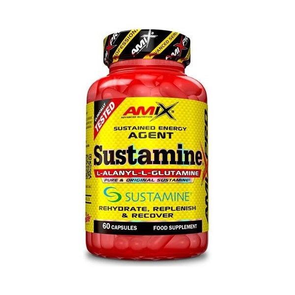 Amix Pro Sustamine 60 Capsules - Easy and Fast Absorption, Contains L-Glutamine and L-Alanine