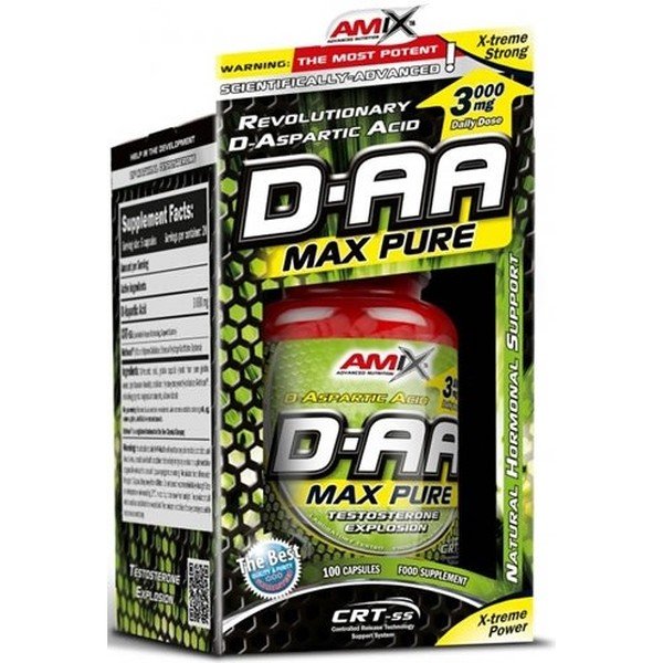 Amix D-AA Max Pure 100 Kapseln - Fördert die natürliche Produktion von Testosteron + Hilft, die Muskelmasse zu verbessern