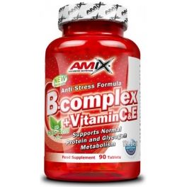 Amix B-Komplex 90 Tabletten + Vitamin C&E, Vitaminergänzung, liefert Folsäure und Zink