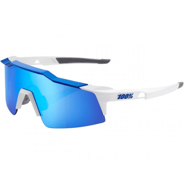 100% Speedcraft Sl Matte White/metallic Blue Hiper Blue Multilayer Mirror Lens