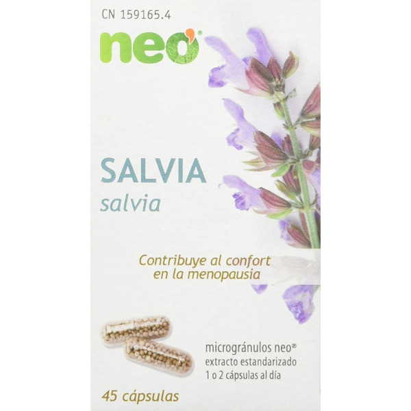 Neovital Neo  Extracto Seco De Hojas De Salvia 200 Mg  45 Cápsulas Naturales  Ayuda A Reducir Síntomas De La Menopausia  Regul