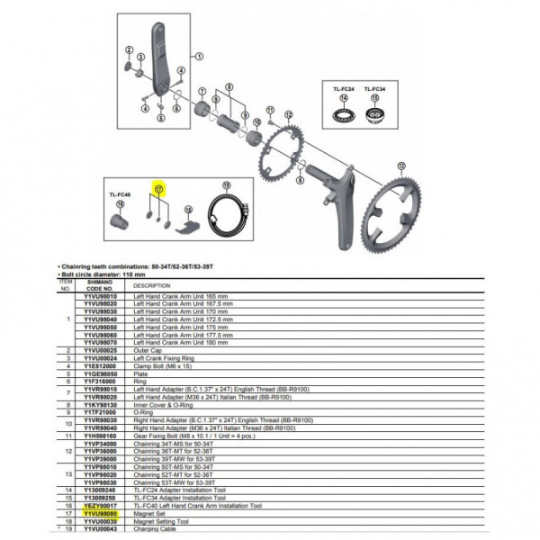 Shimano Kit De Iman Sensor Cadencia Fc-r9100p