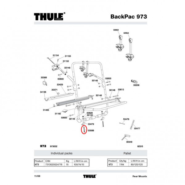 Thule Tornillo M8 X 100mm Th Backpac 973