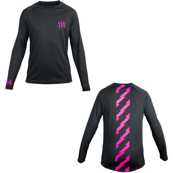 Muc-off Riders T-Shirt Lange Mouwen Donkergrijs/roze