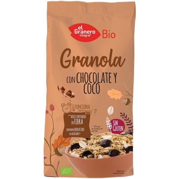 El Granero Integral Granola Con Chocolate Y Coco Sin Gluten Bio 350 Gr