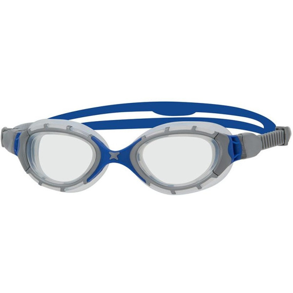Zoggs Swimming Goggles Predator Flex Regular Fit Grey/Blue With White Clear Lenses
