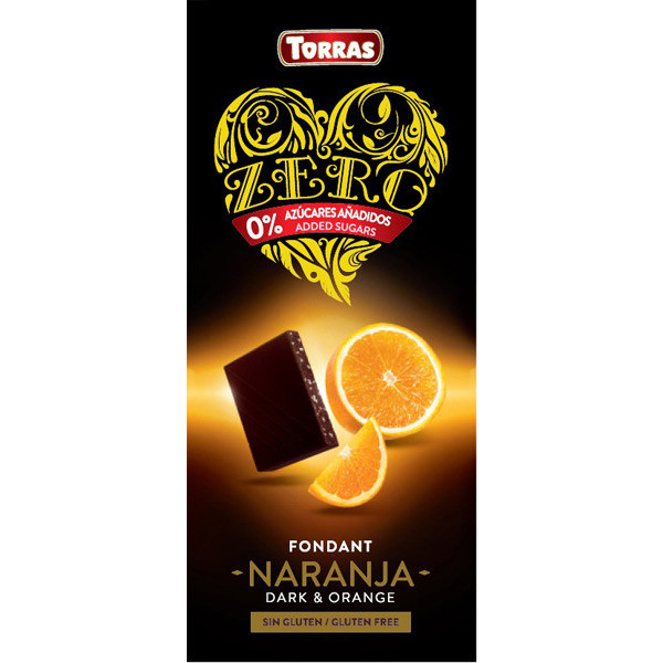 Torras Zero Chocolate Negro Con Naranja 125 Gr