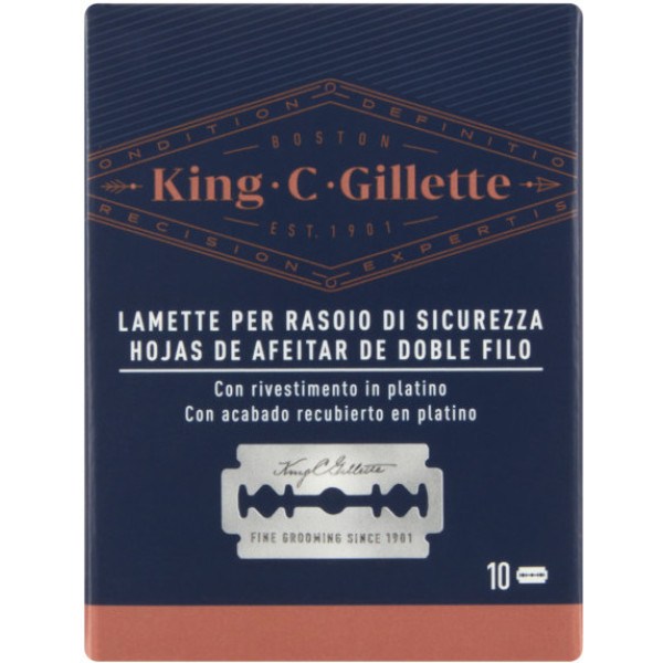 Gillette King Double Edge Lames de Rechange X 10 Unités Homme