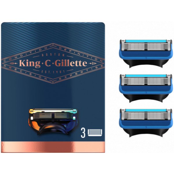 Gillette King Shave & Edging Lames de Rasoir X 3 Cartouches Hommes