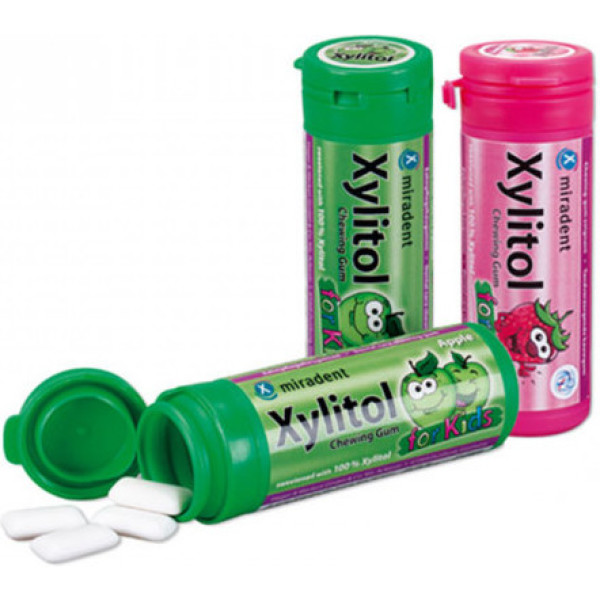 Miradent Xylitol Chewing Gum Saveur Pomme Flacon 30 Unités X 30 Gr