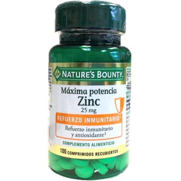 Nature\'s Bounty Zinc Maximum Potency 25 Mg 100 Coated Tablets