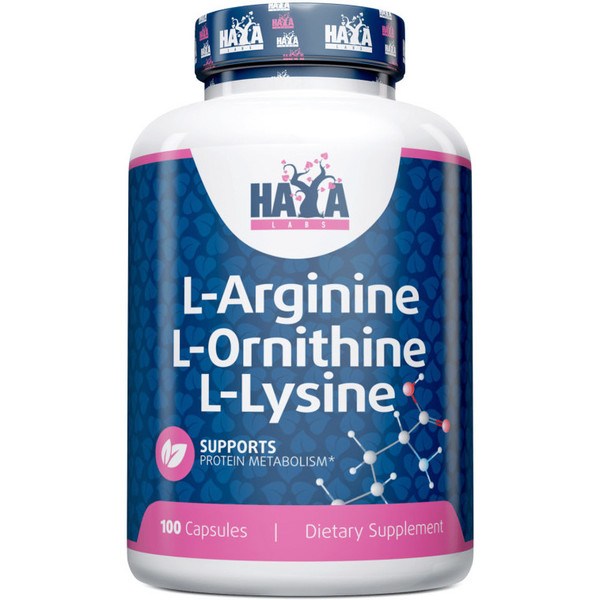 Haya Labs L-Arginine L-ornithine L-lysine 100 caps