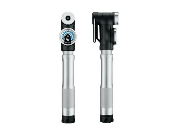 Crankbrothers Hand Inflator Sterling piccolo manometro argento