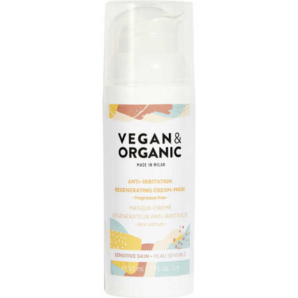 Máscara de creme regenerador anti-irritação vegano e orgânico para pele sensível 50 ml feminino