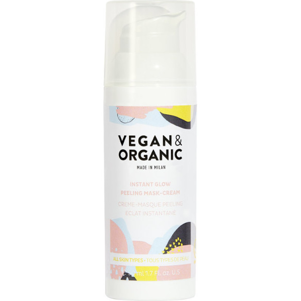 Máscara-creme peeling de brilho instantâneo vegano e orgânico para todos os tipos de pele 50 ml mulher