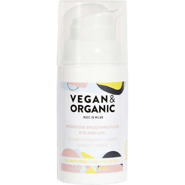 Fluido hidratante e suavizante vegano e orgânico para olhos e lábios, todos os tipos de pele 30 ml unissex
