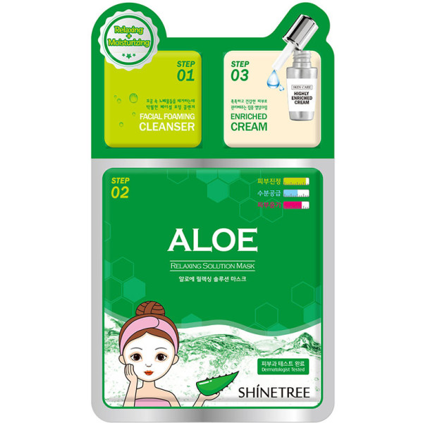 Shinetree Aloe Relaxing Solution Masque 3 Étapes 28 Ml Unisexe