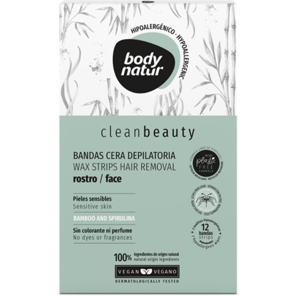 Body Natur Clean Beauty Face Strisce depilatorie Pelle sensibile Unisex