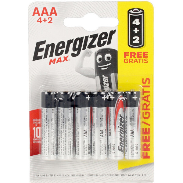 Conjunto de pilhas Aaa Energizer Max Power Lr03 com 6 unidades unissex
