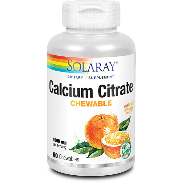 Solaray Calciumcitraat 1000 mg -60 kauwtabletten oranje unisex