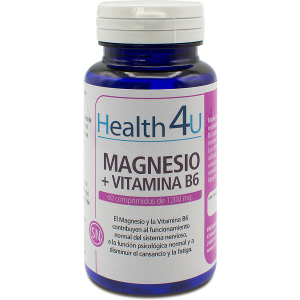 H4u Magnésium + Vitamine B6 60 Comprimés de 1200 mg Unisexe