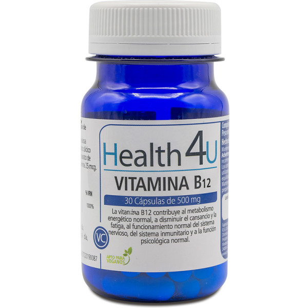 H4u Vitamine B12 30 Gélules 500 Mg Unisexe