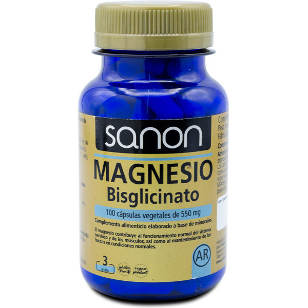 Sanon Bisglycinate de Magnésium 100 Gélules Végétales 550 mg Mixte