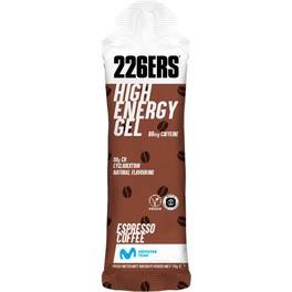 226ERS HIGH ENERGY GEL CAFFEINE - 24 geles x 60 ml - Gel Energético Café Expresso Sin Gluten - Vegano - Con Ciclodextrina - 80mg de Cafeína y 50g de Hidratos de Carbono