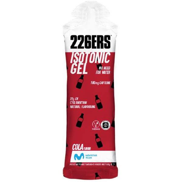 226ERS GEL ISOTONIQUE 24 gels x 60 Ml : Gel énergétique isotonique - Sans gluten - Végétalien - Avec cyclodextrine - 100 mg de caféine - Arômes naturels et Stevia - Vraiment isotonique