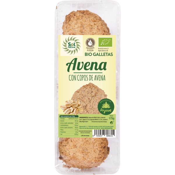 Biscoitos Orgânicos de Aveia e Agave Solnatural 175 G