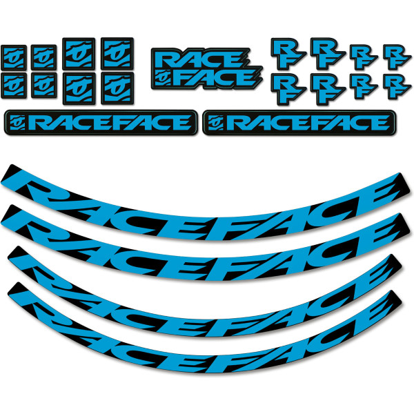 Kit d'autocollants de roue Race Face Large Bleu