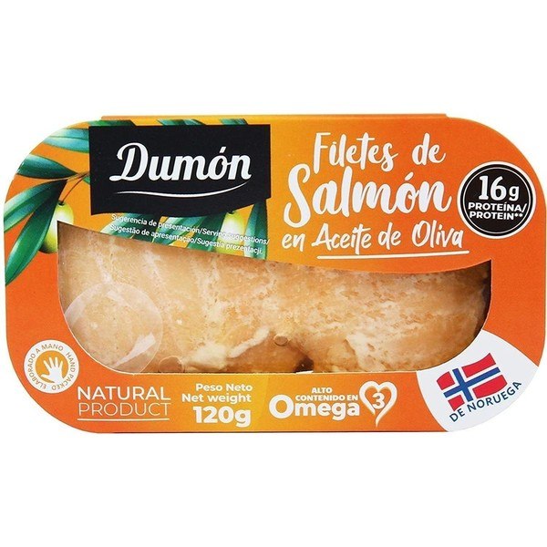 Dumon Filetes De Salmon Noruego En Aceite De Oliva Formato Transparente 120 Gr