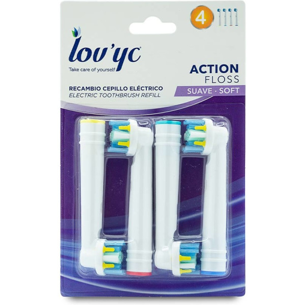 Lovyc Recambio Cepillo Eléctrico Action Floss Suave 4 Uds Unisex