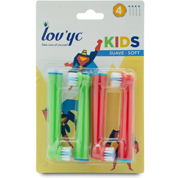 Lovyc Recambio Cepillo Eléctrico Kids Superhéroes Suave 4 Ud Unisex