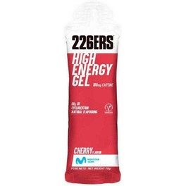 226ERS HIGH ENERGY GEL CAFFEINE - 24 Geles x 60 ml - Gel Energético Cereza Sin Gluten - Vegano - Con Ciclodextrina - 160mg de Cafeína y 50g de Hidratos de Carbono