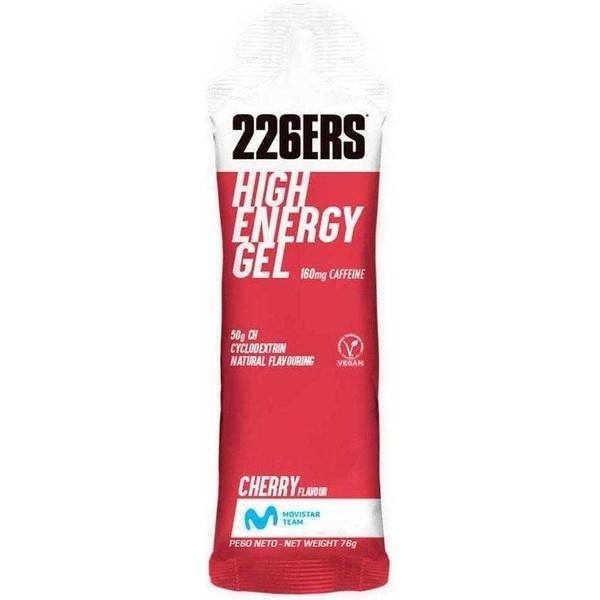 226ERS HIGH ENERGY GEL CAFFEINE - 24 Gels x 60 ml - Glutenvrije Cherry Energy Gel - Veganistisch - Met cyclodextrine - 160 mg cafeïne en 50 g koolhydraten