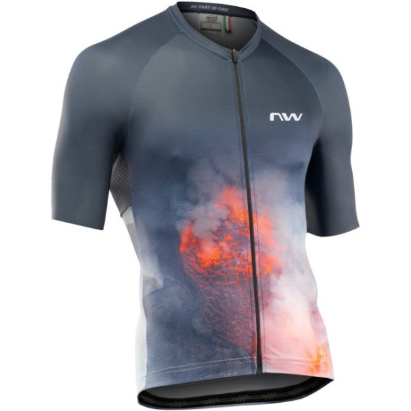 Northwave Maillot M/c Fire Drop Antracita-rojo