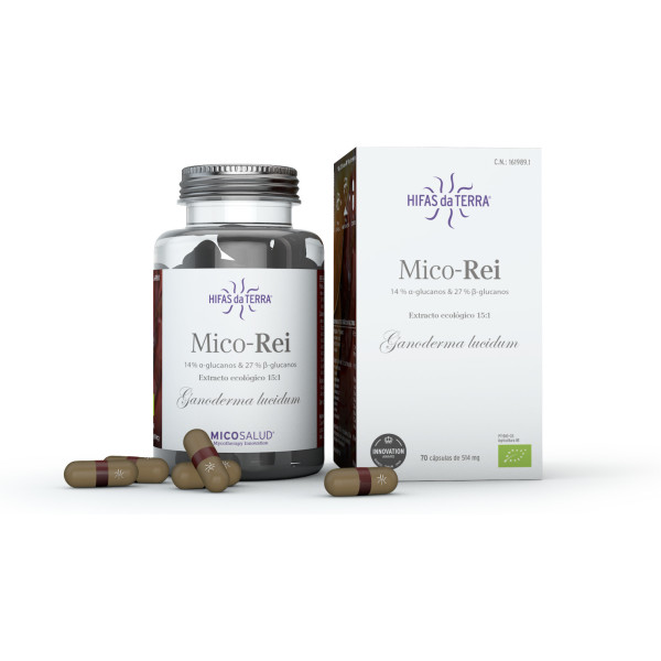 Hifas Da Terra Extrato de Mico Rei Reishi 70 Cápsulas (Garrafa de Vidro)