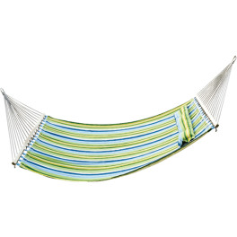 Outsunny  ® Hamaca Colgante De Jardín Para 2 Personas Hamaca Ecológico Para Camping Con Almohada - Carga De 210kg Rayas Azule
