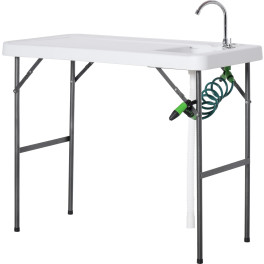 Outsunny Mesa Plegable De Picnic Con Fregadero Grifo Y Pistola De Riego Extensible Para Camping Barbacoa Exterior 1145x59x945 Cm