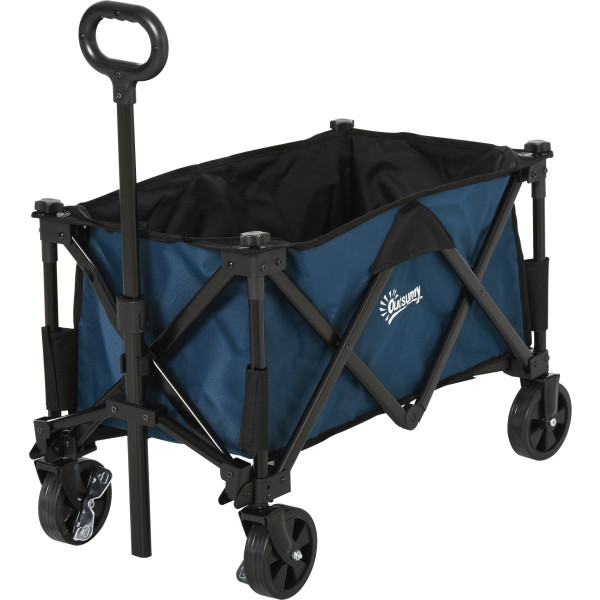 Outsunny Carro Plegable Carretilla De Transporte Con Mango Ajustable Rueda Universal Freno Marco Acero Carga 60 Kg 84x40x795 Cm