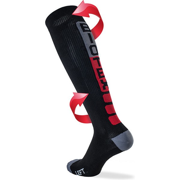 Chaussettes hautes de compression Biotex noir/rouge