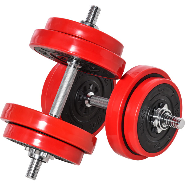 Homcom Juego De Mancuernas 20 Kg Ajustables 2 En 1 Con 8 Discos 2 Barras Y Biela Ajustable Para Entrenamiento De Fuerza Levantam