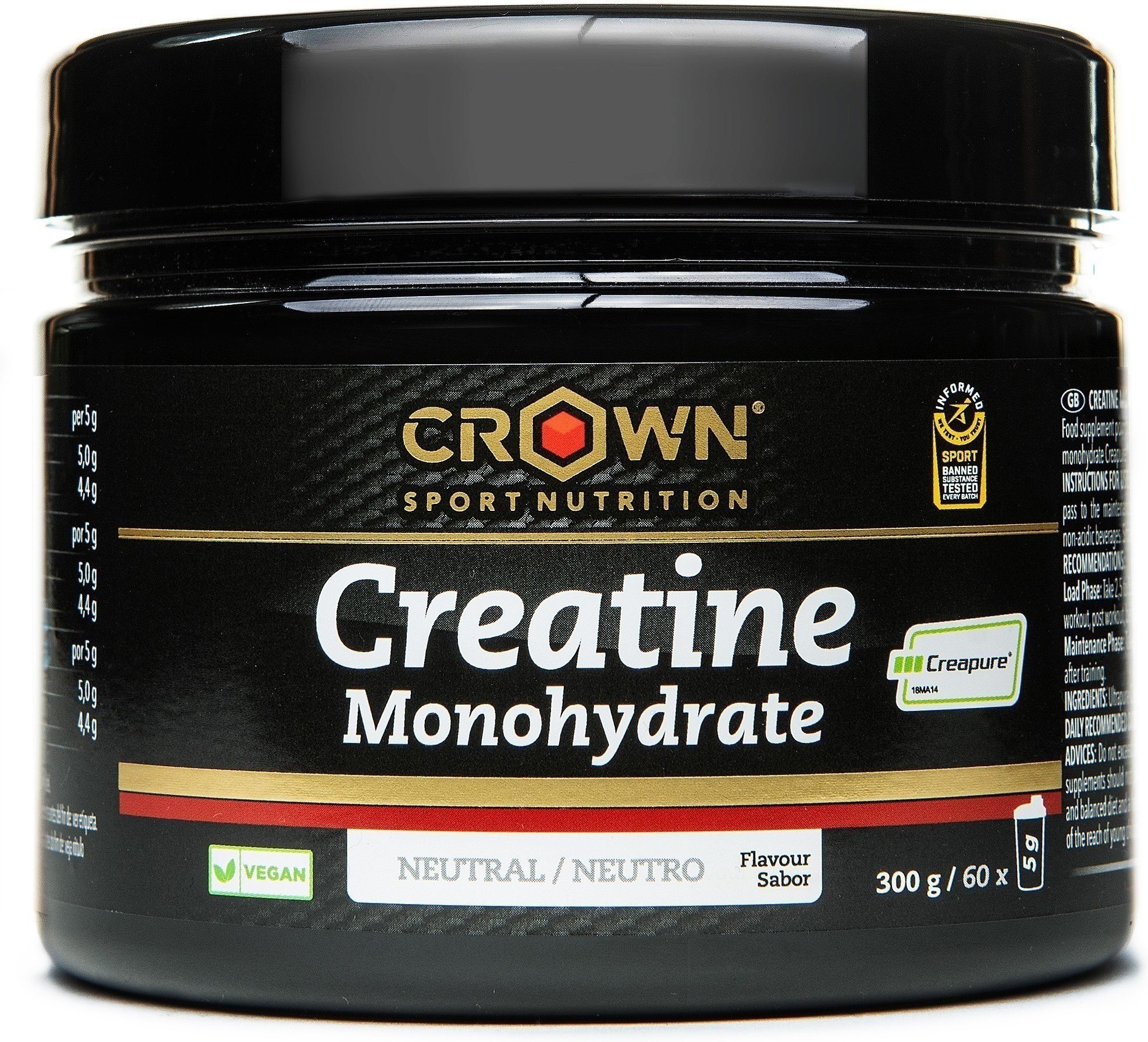 Crown Sport Nutrition Creatina Monohidratada Creapure 300G - Com CertificaÃ§Ã£O Antidoping Esportiva Informada, Livre De AlÃ©Rgenos Gosto Neutro-image