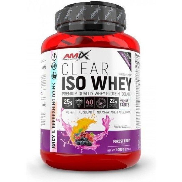 Amix Clear Iso Whey Protein 1 Kg - Crystalline Whey Protein Isolate, Refreshing Flavors / Promotes the increase and maintenance of muscle mass + Easy Dissolution