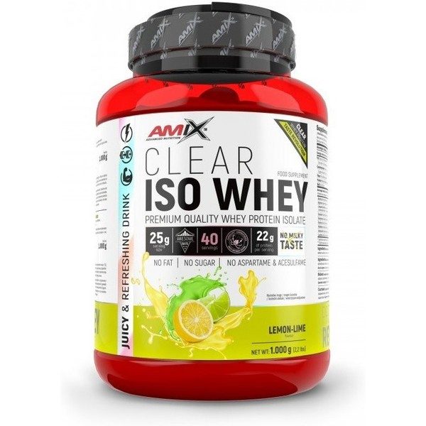 Amix Clear Iso Whey Protein 1 Kg - Kristallijn Whey Protein Isolaat, Verfrissende Smaken / Bevordert de toename en instandhouding van spiermassa + Makkelijk Op te lossen