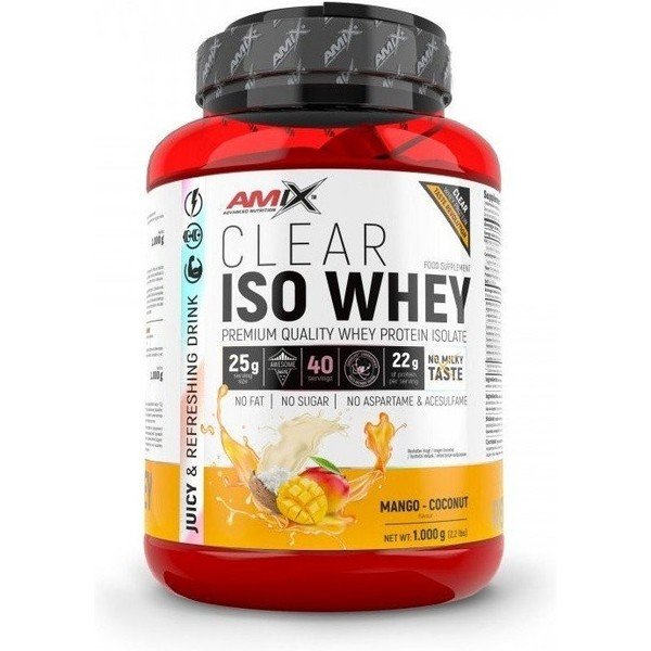 Amix Clear Iso Whey Protein 1 Kg - Kristallines Whey Protein Isolat, erfrischende Aromen / Fördert den Aufbau und Erhalt der Muskelmasse + leichte Auflösung