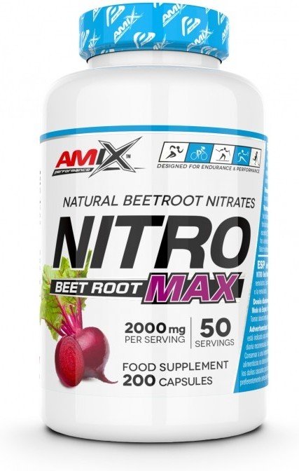 Amix Performance Nitro Barbabietola Max 200 Caps - Nitro Barbabietola, Capsule Vegetali Adatte Ai Vegani.-image