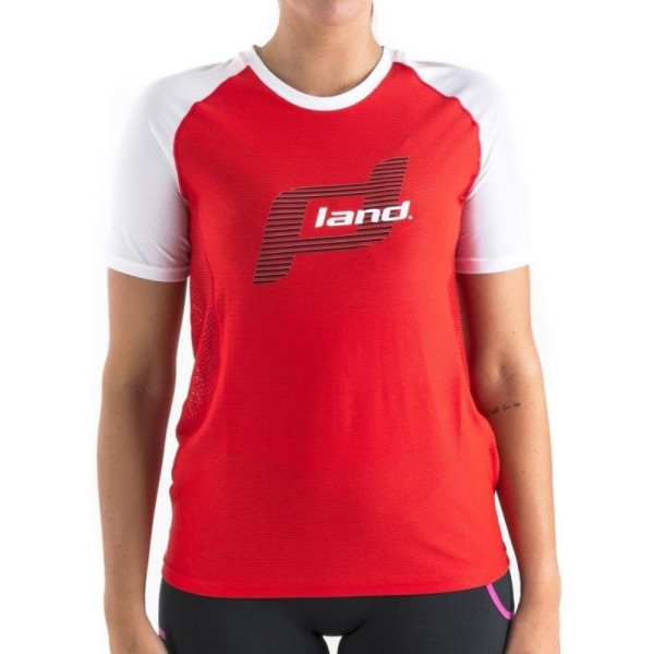 Land Camiseta M/corta Trail Mujer - Elegance (rojo-blanco)